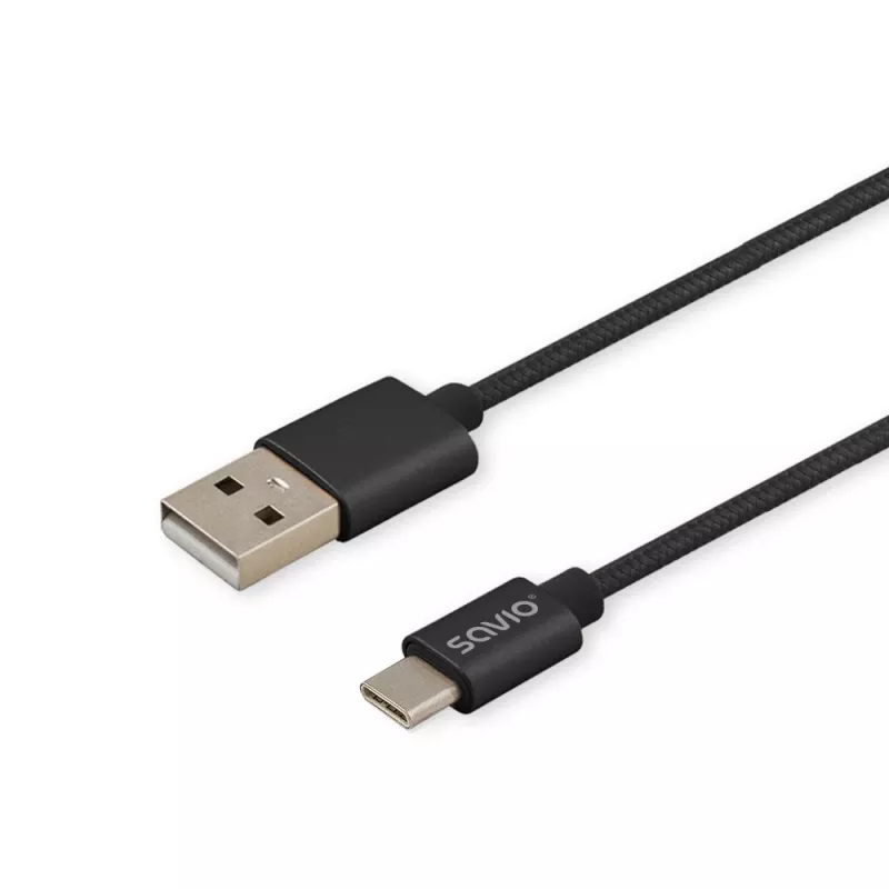 Savio CL-129 USB laidas 2 m USB 2.0 USB A USB C Juoda