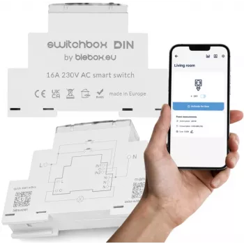 Relinė modulio bleBox Switchbox 36806 — 8 kanalų DIN bėgelio relės įtaisas