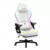 RGB baltos spalvos tinklelio žaidimų kėdė