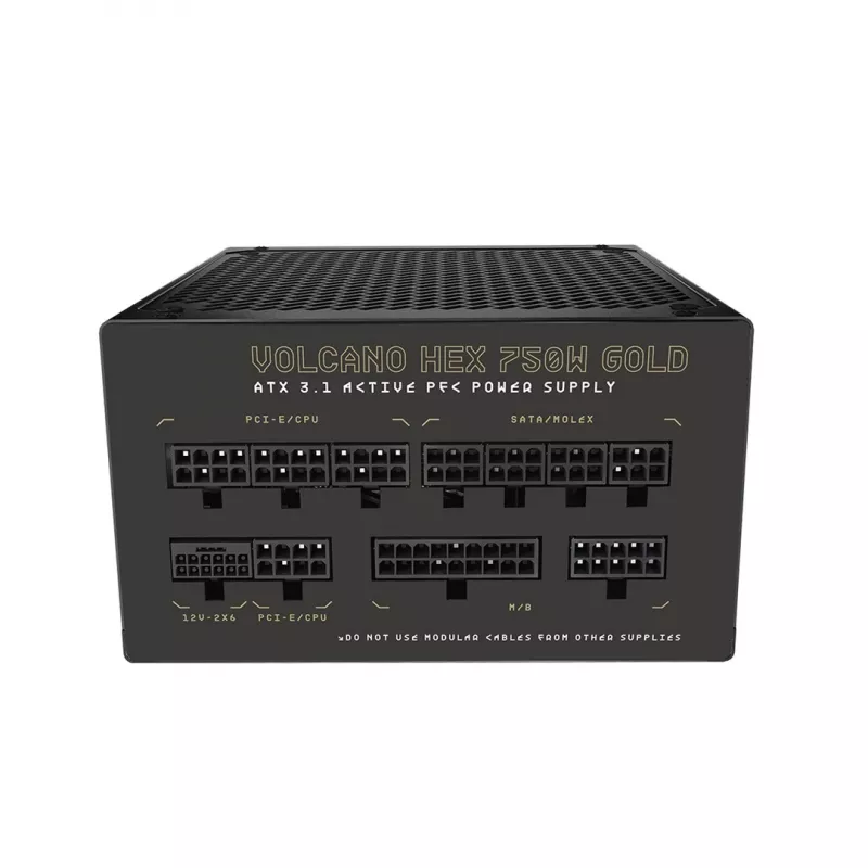 Maitinimo blokas MODECOM VOLCANO HEX GOLD 750W, 80 PLUS Gold, ATX 3.1, modulinis, 14 cm ventiliatorius