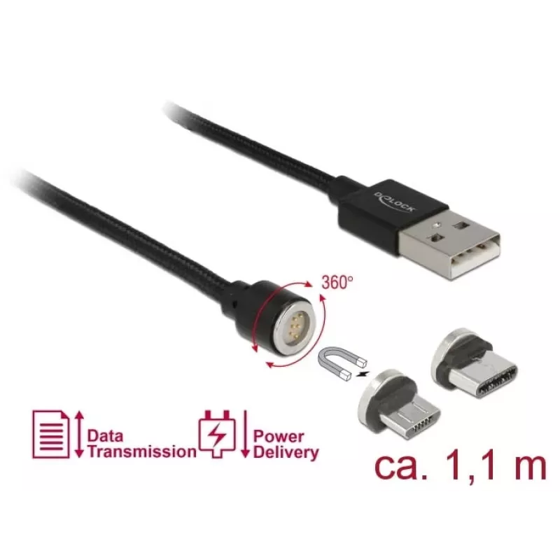 USB laidas DeLOCK 85723 USB 2.0 1,1 m USB A USB C/Micro-USB B Juodas