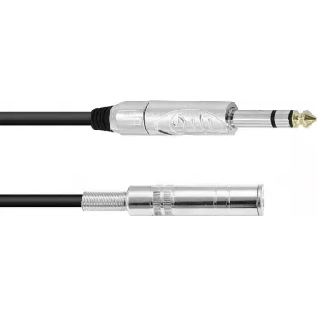 Garso kabelis Omnitronic 6,3 mm stereo lizdo ilgintuvas, 3 m, juodas