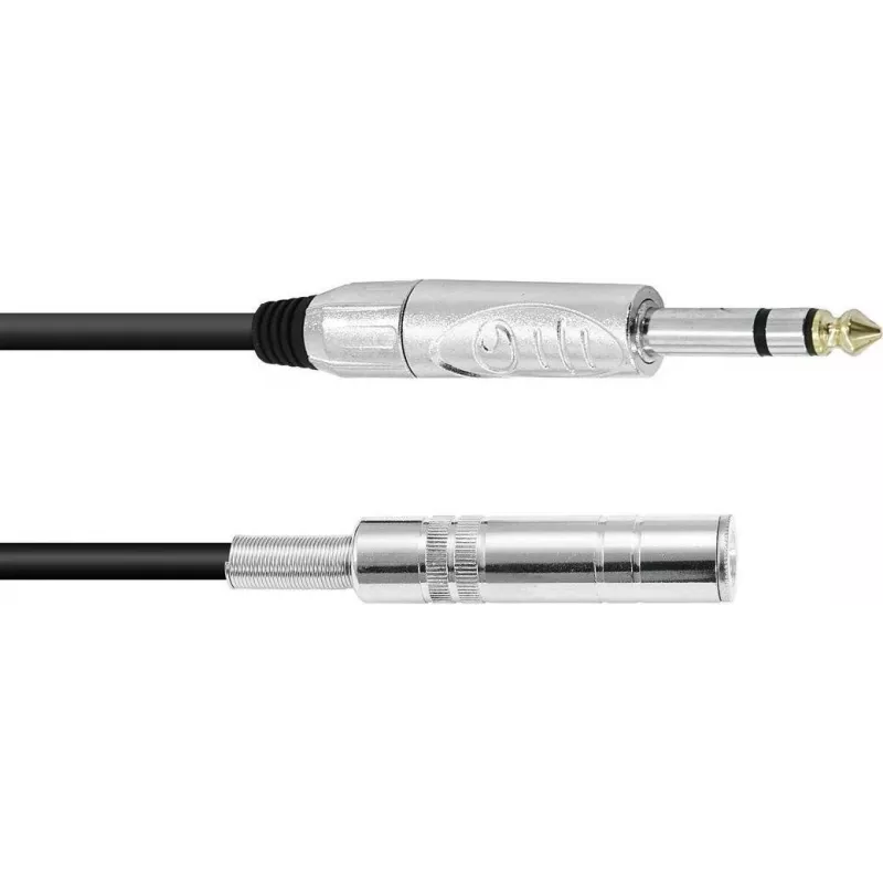 Garso kabelis Omnitronic 6,3 mm stereo lizdo ilgintuvas, 3 m, juodas