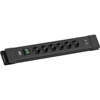 Maitinimo lizdų juosta Bachmann CONNECTUS BM005922 — 6×CEE7 lizdai, 1×USB-A 22W, 2,0 m laidas