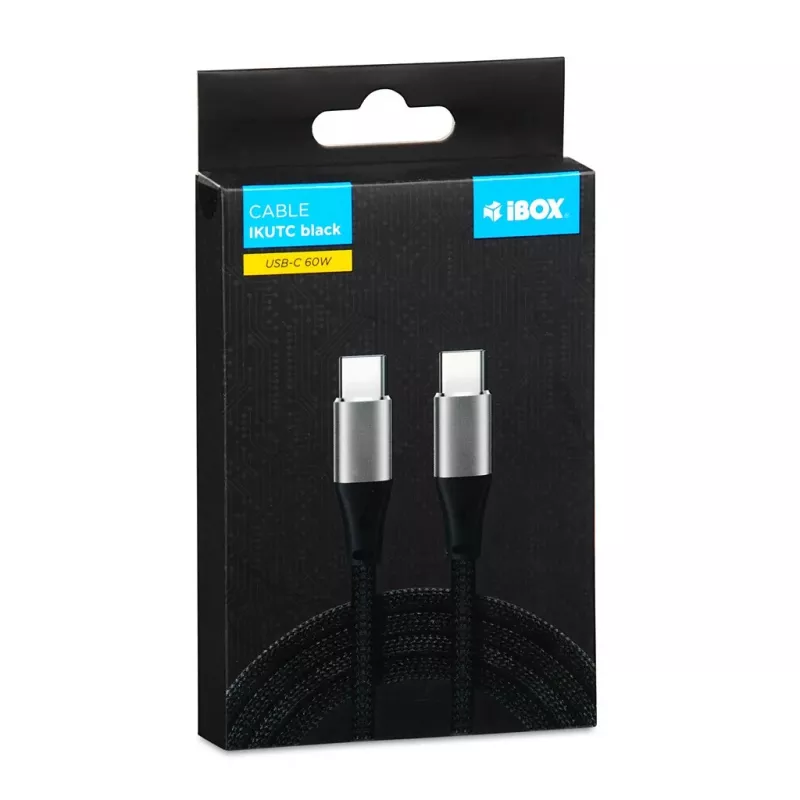 iBOX IKUTC USB-C laidas 60 W 2 m juodas