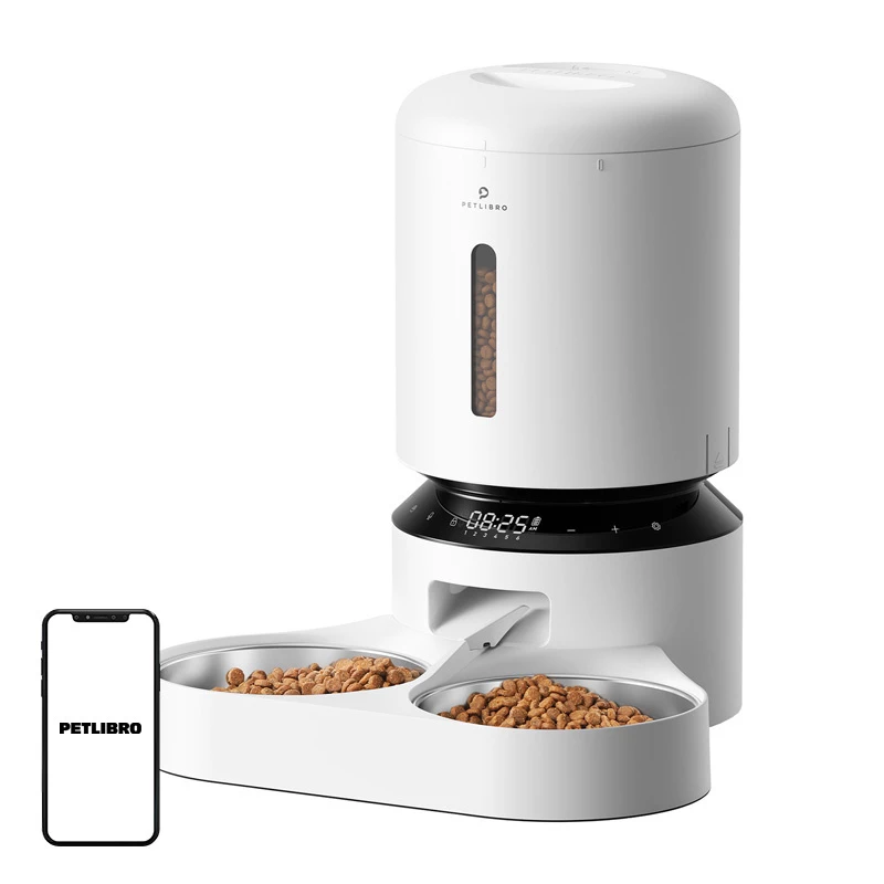 Automatinis gyvūnų lesyklėlė Aptel Granary su dvigubu dubeniu 5 l, baltas