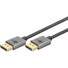 DisplayPort kabelis 2.0/2.1 plonas (Sidabrinis/juodas, 1 metras)