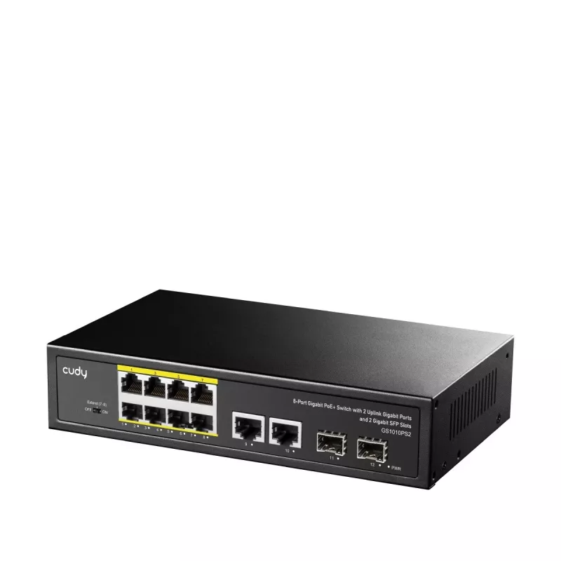 Cudy GS1010PS2 tinklo jungiklis Nevaldomas Gigabit Ethernet (10/100/1000) Maitinimas per Ethernet (PoE) Juoda