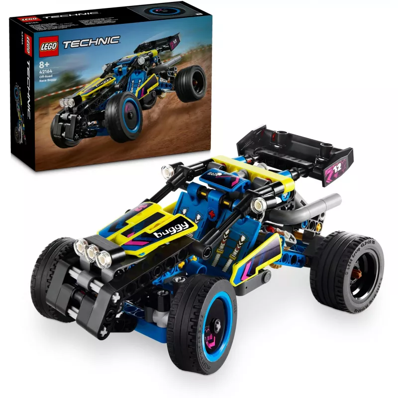 LEGO Technic bekelės lenktyninis automobilis 42164 2-in-1 modelis su tikroviškomis funkcijomis