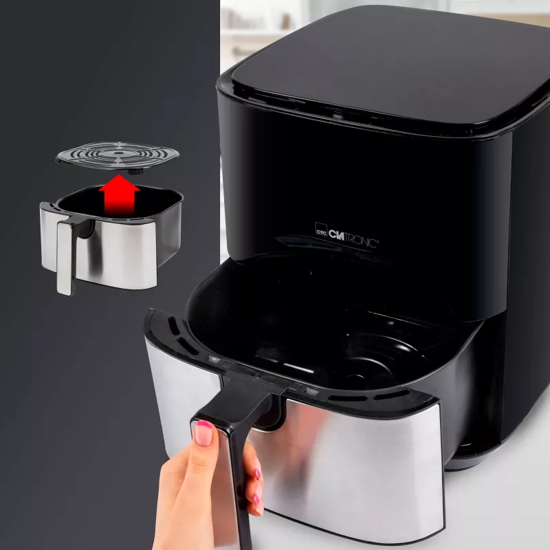 Clatronic FR 3782 H, Oro gruzdintuvė, 5 l, 80 °C, 200 °C, Vienas vaizdas, Juoda, Nerūdijantis plienas