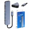 USB Type-C šakotuvas SAVIO AK-82 su HDMI, MicroSD, USB 3.2 Gen1, PD pralaidumu, 4K@30Hz, 5000 Mbit/s, juodas