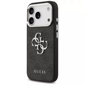 GUESS | Hardcase 4G | Nugarėlės dangtelis | iPhone 17 Pro Max | Apple | Ekologiška oda/PC/Plastikas/TPU | Juoda