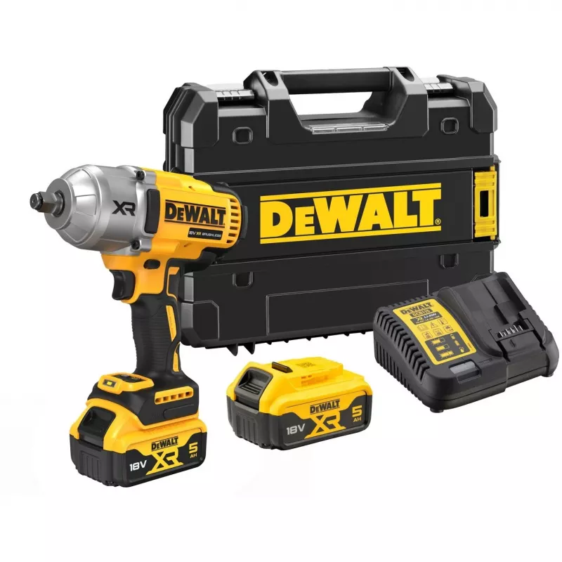 Smūginis veržliasukis DeWALT DCF900P2T-QW 1/2 colio bešepetėlis 18 V, 1898 N·m, 5 Ah baterija, 2 baterijos, įkroviklis, dėklas
