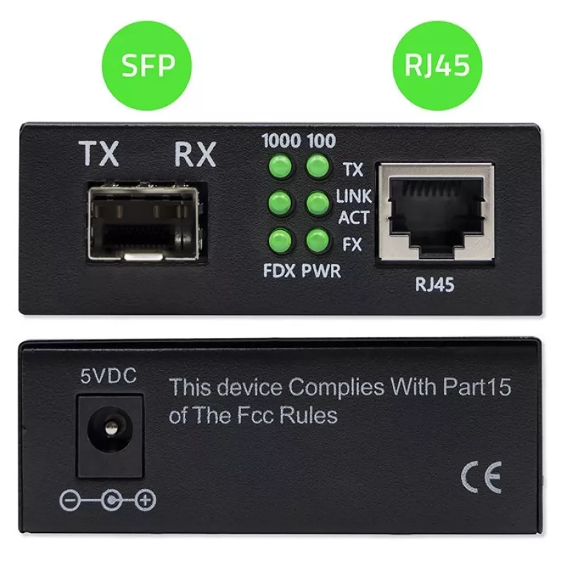 Medijos keitiklis SWITCH Ethernet 1x RJ45 1x SFP