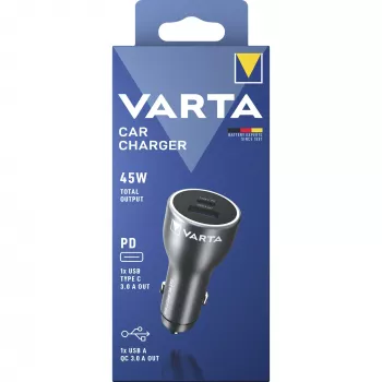 Automobilinis kroviklis Varta 57933101111, 45 W bendra galia, 1× USB-A, 1× USB-C