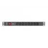 Lanberg PDU-08I-0200-C20-BK maitinimo skirstymo įrenginys (PDU) 1U juodas 8 kintamosios srovės išėjimai (PDU-08I-0200-C20-BK)