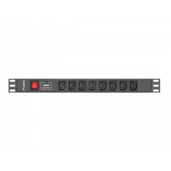 Lanberg PDU-08I-0200-C20-BK maitinimo skirstymo įrenginys (PDU) 1U juodas 8 kintamosios srovės išėjimai (PDU-08I-0200-C20-BK)