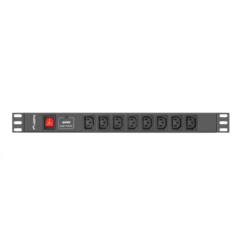 Lanberg PDU-08I-0200-C20-BK maitinimo skirstymo įrenginys (PDU) 1U juodas 8 kintamosios srovės išėjimai (PDU-08I-0200-C20-BK)