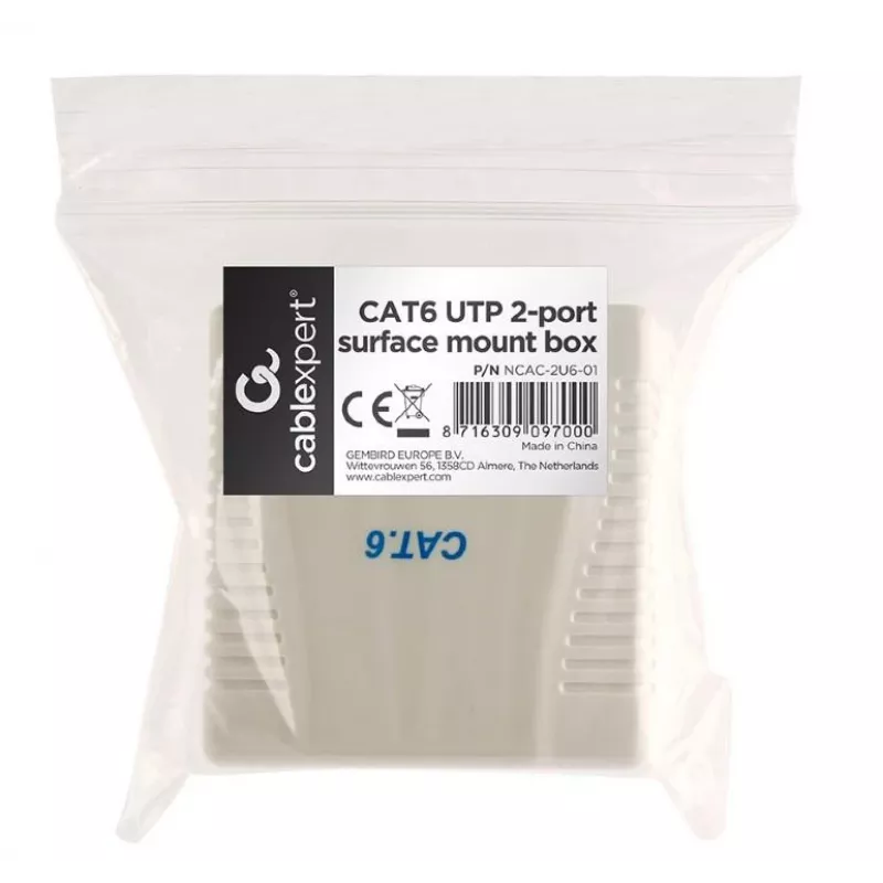 Kabelių priedų montavimo dėžutė CAT6 UTP/2P NCAC-2U6-01 Gembird
