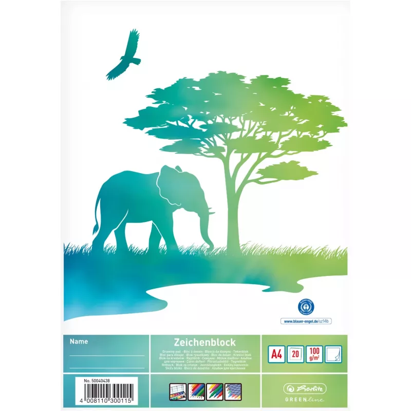 Meno popieriaus bloknotas Herlitz GREENline Elefant 20 lapų