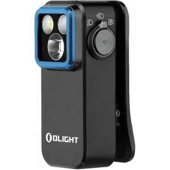 LED spaustukas-žibintuvėlis olight OCLIP PRO (modelis 12894) su 3 šviesos šaltiniais, juodas, daugiafunkcis