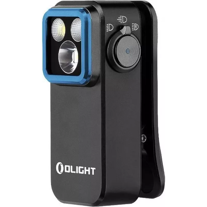 LED spaustukas-žibintuvėlis olight OCLIP PRO (modelis 12894) su 3 šviesos šaltiniais, juodas, daugiafunkcis