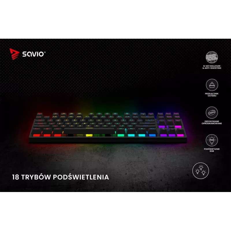 Mechaninė klaviatūra RGB Tempest X2 Outemu Red Savio Savgk-tempest X2 Red
