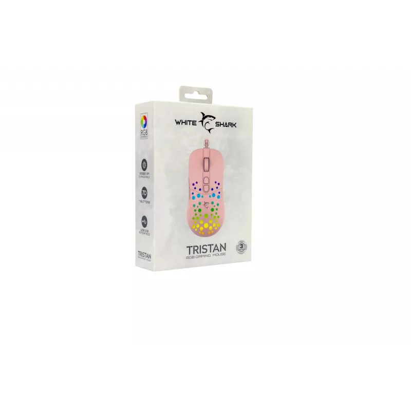 Pelė White Shark GM-9004 Tristan-2 Rožinė RGB USB
