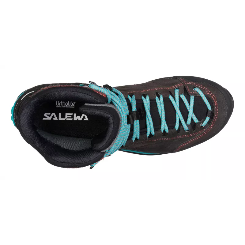 Salewa MTN Trainer Mid GTX moteriški suaugusiems juodi mėlyni odiniai zomšiniai Vibram WTC
