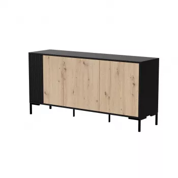 Komoda cama meble MERCI 151 x 40 x 74 cm — juoda / meistriškas ąžuolas, medžio drožlių plokštė