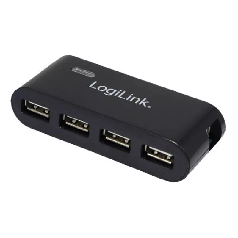 HUB USB 2.0 4 prievadų su maitinimo šaltiniu, juodas