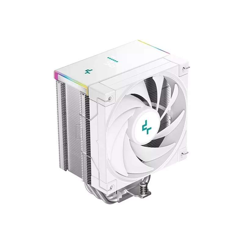 Oro aušintuvas DeepCool AK500S Digital SE — 5 šilumos vamzdeliai, 120 mm FDB ventiliatorius, PWM, daugia LED, baltas, palaiko Intel LGA1150 ir AMD lizdus