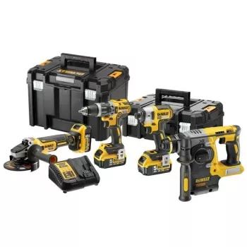 Įrankių rinkinys DeWalt DCK422P3T-QW belaidis komplektas 18V 5Ah (3 baterijos), gręžtuvas/suktuvas DCD796, rotorinis kūjis, 4 cm mediena, 1.3 cm plienas