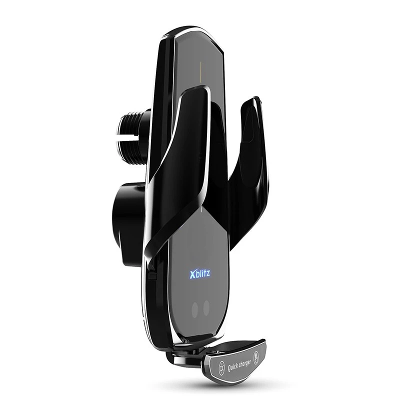 Automobilinis galvos atramos laikiklis Xblitz FX5 Automatic su belaidžiu įkrovimu — automatinis užspaudimas, išmaniesiems telefonams/planšetėms iki 20,1 cm, 360° pasukimas, juodas
