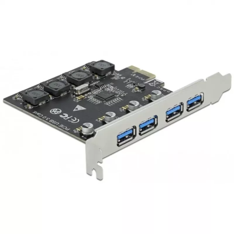 Delock PCI Express x1 plokštė su 4 išoriniais USB Type-A lizdais SuperSpeed USB