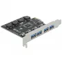 Delock PCI Express x1 plokštė su 4 išoriniais USB Type-A lizdais SuperSpeed USB