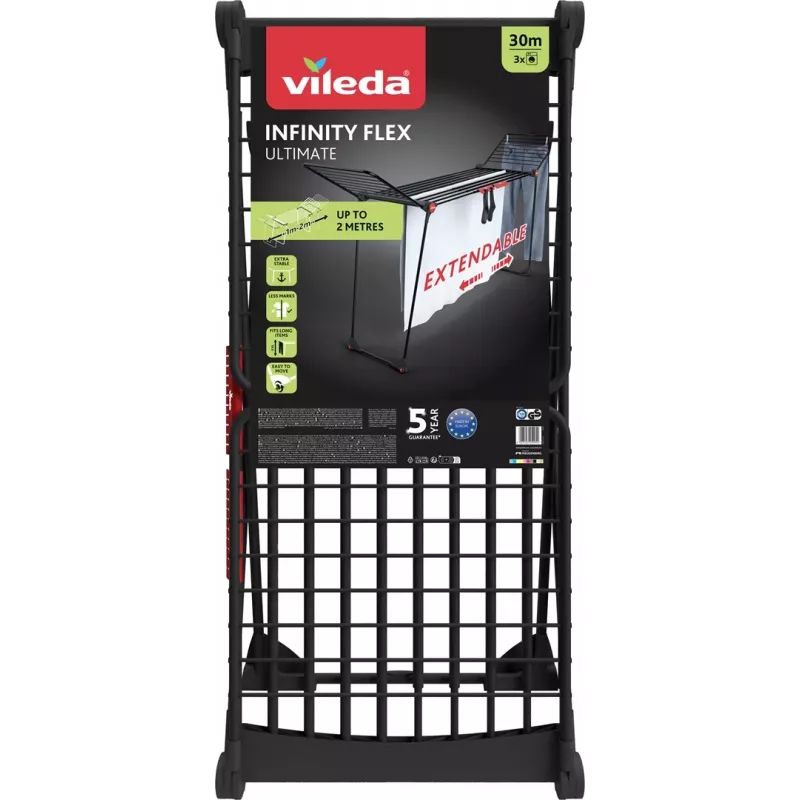 Ant grindų pastatomas stovas VILEDA Infinity Flex Ultimate — plieninis, juodas, 1 vnt., 5 metų garantija