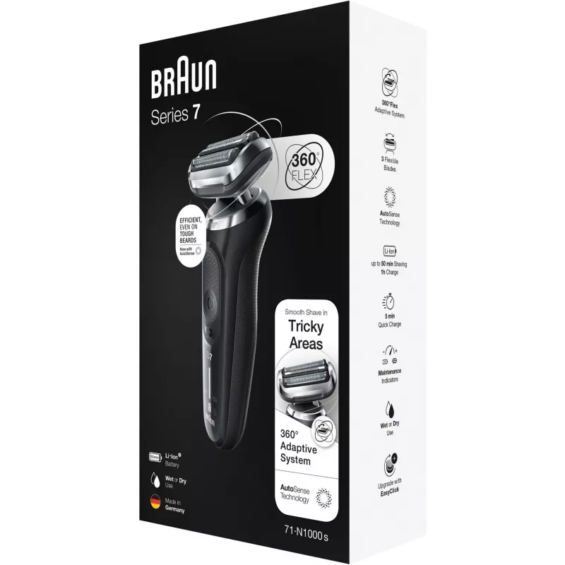 Braun Series 7 71-N1000s elektrinė barzdaskutė su folija, juoda