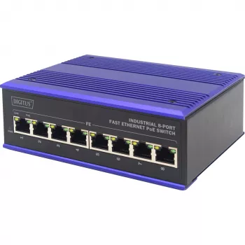 ASSMANN Electronic DN-650108 tinklo jungiklis Fast Ethernet (10/100) Power over Ethernet (PoE) Juoda, Mėlyna