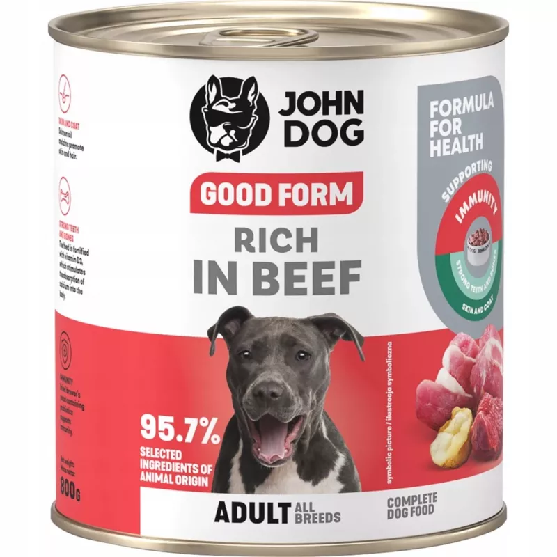 JOHN DOG Good Form Rich in beef - šlapias šunų maistas - 800g