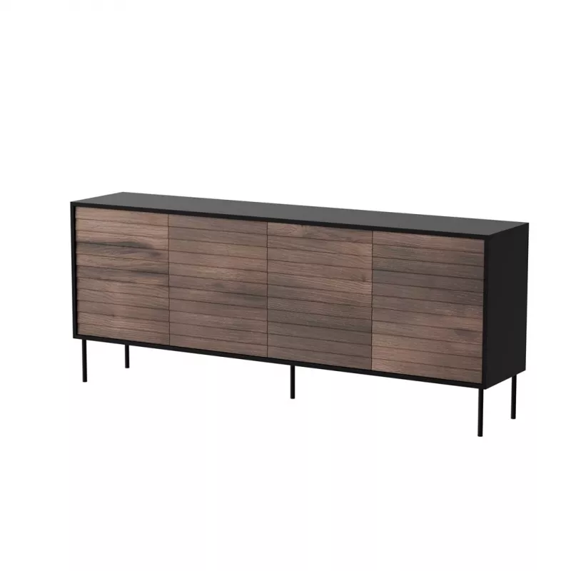 Cama 4D CORTINA komoda 200x40x81 juodas/riešutas