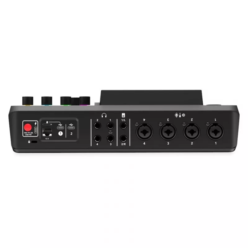 Studijos valdiklis RØDE Caster Pro II Juoda — 4 XLR/TRS kombinuoti lizdai, 4 ausinių išėjimai, 8 padas, jutiklinis ekranas, Wi‑Fi, Bluetooth, USB‑C