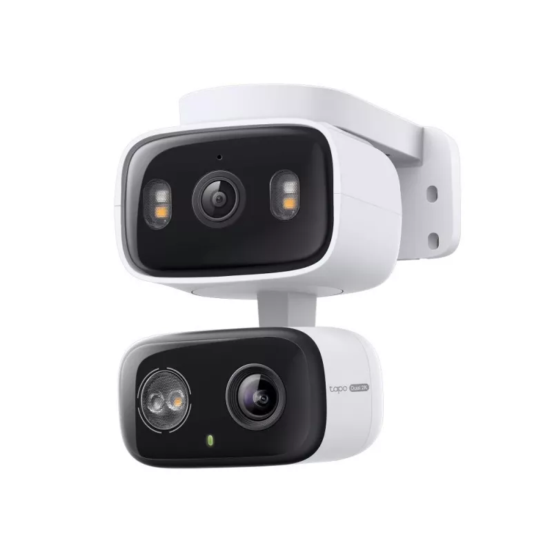IP apsaugos kamera TP‑LINK Tapo C246D — 3MP (2304×1296), 2,8 mm, 107,8° matymo laukas, PTZ dviejų objektyvų, IP65, Wi‑Fi/Gigabit, microSD iki 512 GB