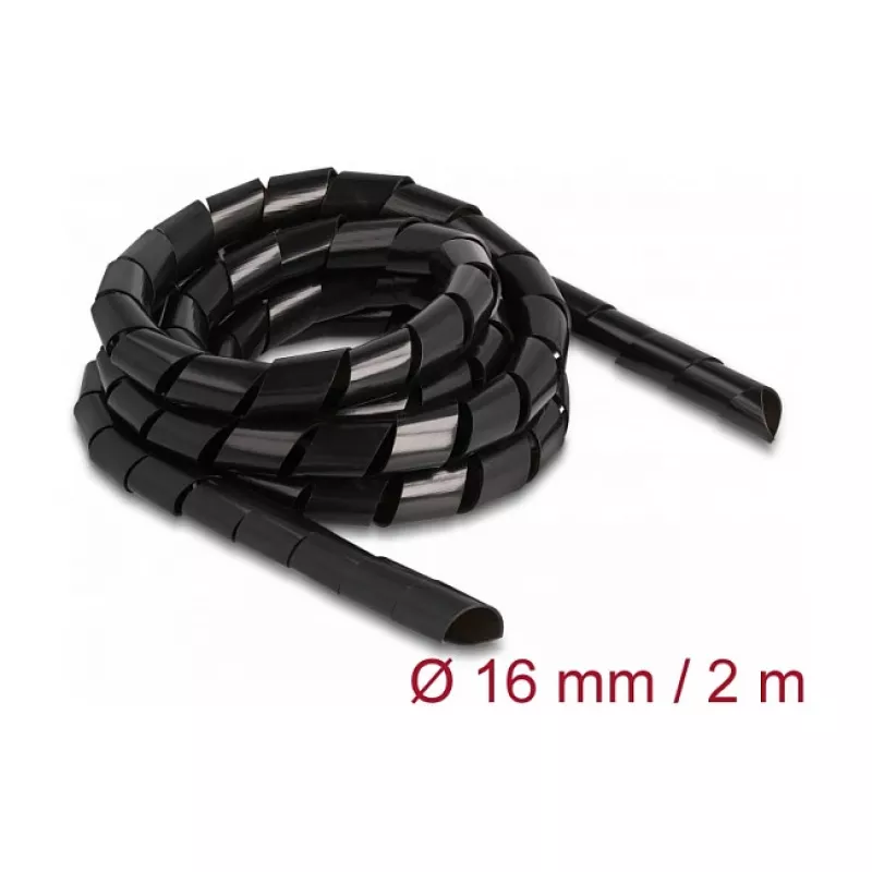 DeLOCK spiralinė žarna lanksti 2 m x 16 mm juoda polietilenas