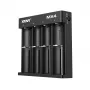 Baterijų įkroviklis XTAR MX4 4 lizdų universalus Li-ion NiMH USB-C, juodas, palaiko 4 baterijas
