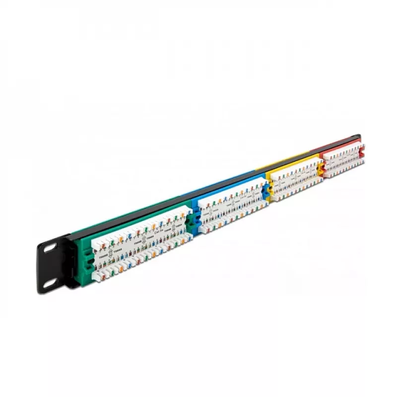 DeLOCK 19 colių pataisų skydelis 24 prievadų Cat.5e 1U spalvotas RJ-45