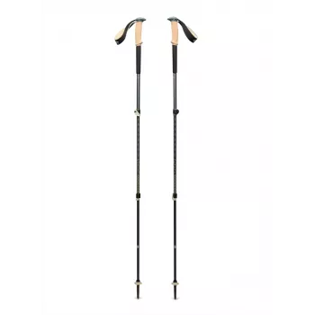 Trekking lazdos Juoda Diamond Trail Cork, reguliuojamos 100–140 cm, aliuminis, kamštinė/EVA rankena, 3 segmentų, žalia/smėlio