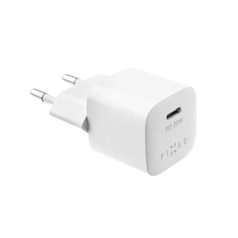 Nešiojamas USB-C kelionių įkroviklis FIXED FIXC20M-C-WH 20W kompaktiško dizaino