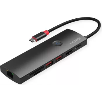 ROLINE USB-C dokinimo stotelė 4K HDMI 1x C PD 2xUSB3.2Gen2 1xGbE - Skaitmeninis/Duomenų (12.02.1126)