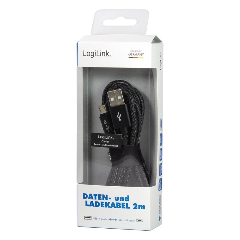 Sinchronizavimo ir įkrovimo laidas USB-A į Micro-B kištukas 2m